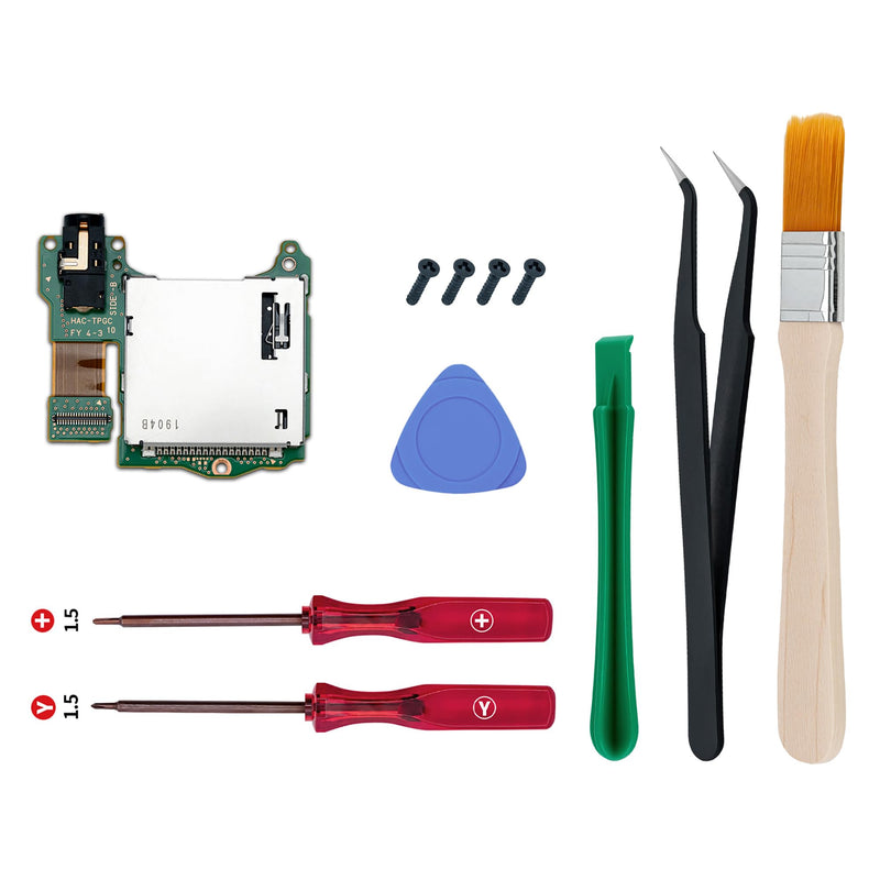 Mcbazel Game Card Reader Slot Replacement for Nintendo Switch HAC-001, Game Cartridge Board with Headphone Jack Connector, Full DIY Repair Tool Kit for Reading Error & No Audio Issues (NOT for OLED/Lite)