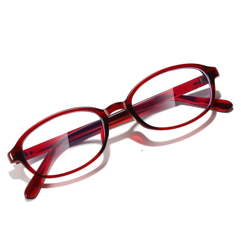 Stylish Oval Frame Blue light Glasses with UV & Anti Eyestrain, Anti-Glare for Women Roswell Cherry Red