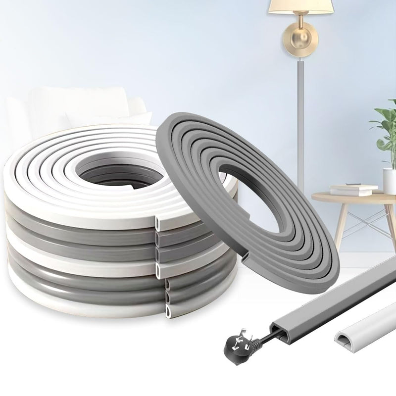 118 Inch Trapezoidal Cable Hider, Premium PVC Wire Covers for Cords, Self Adhesive Cord Cover Concealer, Cable Raceway Wall Mounted Wire Hider for TV Home Office Cable Management, W0.95 H0.39in, Gray