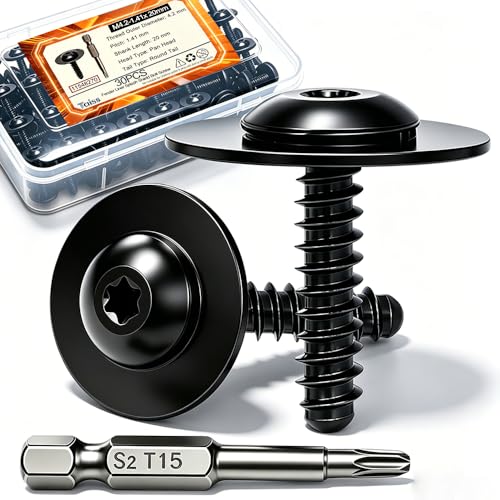 Taiss 30PCS M4.2‑1.41x20mm Fender Liner Splash Shield Bolts M4.2-1.41x20mm-Pan Head