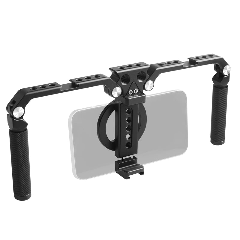 OPC01 Foldable Phone Cage Handheld Stabilizer,Foldable Magnetic Smartphone Cage with Handle and Magnetic Sticker for iPhone 17/16/15/14/13/12/11/10 Series and Andriod Phones for Photographer
