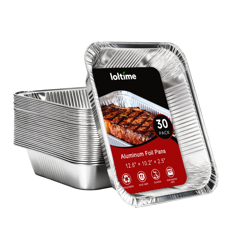 9x13 Aluminum Foil Pans(30 Pack) – Upgraded Heavy Duty Disposable Foil Pans for Baking, Roasting, Chafing Dish, Thanksgiving, Christmas, Parties & Catering 30Pack