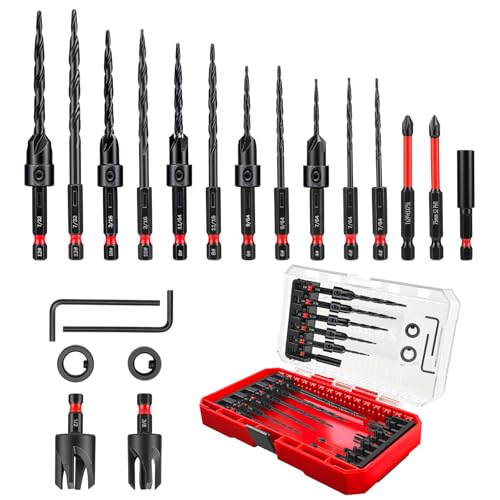 20PCS Countersink Drill Bit Set, Tapered Drill Bits Counter Sink Drill Bit 20Pc