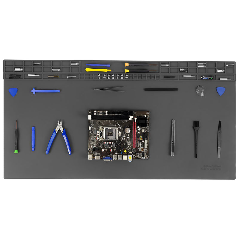 32.3" x 16.6" Premium Extra Large Silicone Soldering Mat, 932°F Heat Resistant Oversized Work Mat, Non-Slip Repair Bench Pad for BGA Welding, Electronics, Computer, Cellphone, Watch (Gray) Gray
