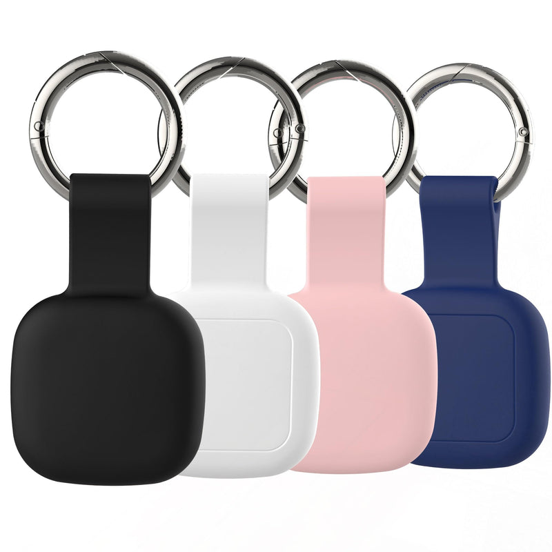 4-Pack Holder for Life360 Tile Mate 2024/2022 Tracker with Keychain | Soft Silicone Scratch Resistant Cover, Anti-Lost Case Accessories for Bag,Luggages,Keys,Pets,Dogs,Black/White/Pink/Dark Blue Black/White/Pink/Dark Blue