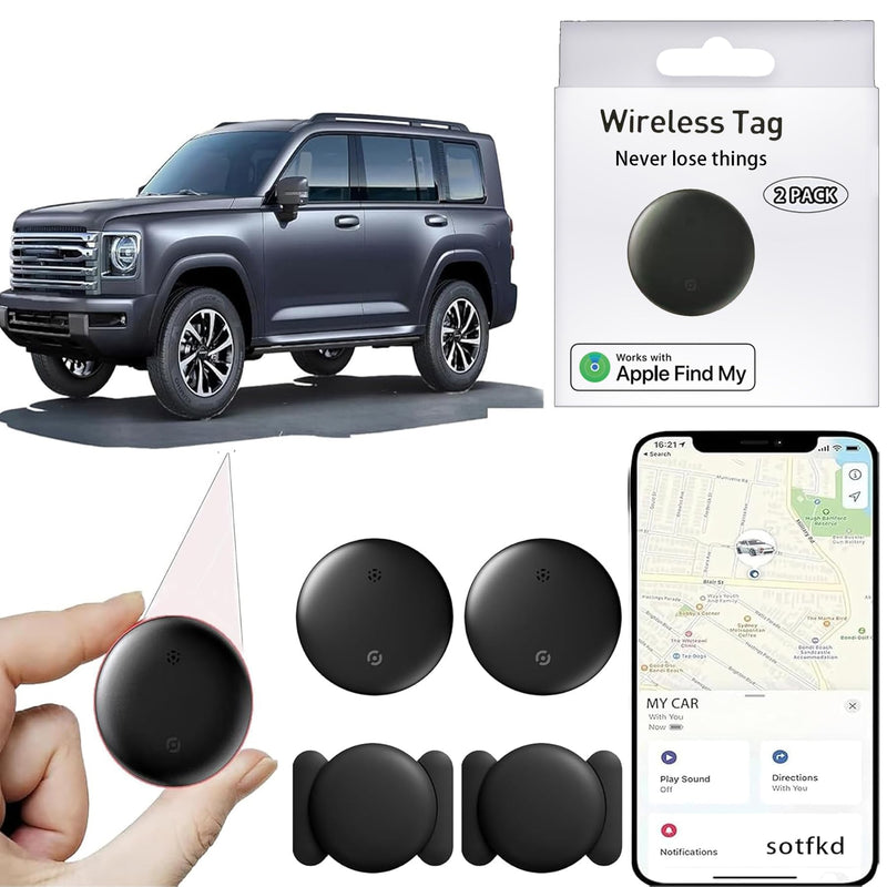 2 Pack-GPS Tracker for Vehicles,Tracking Devices for Cars Hidden w/Magnetic | Tracker Device for Vehicles,Car GPS Tracker,Car Tracker (Only iOS) | No Monthly Fee | Waterproof | with Apple Find My