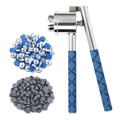 20mm Vial Crimper with 100 Pcs Flip Top Caps and 100 Pcs Self-healing Ports 20 mm Kit