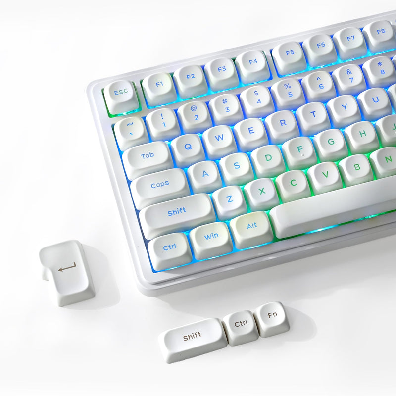 Shine Through Keycaps,White MOA Profile PBT Keycaps 117-Key For MX Switches