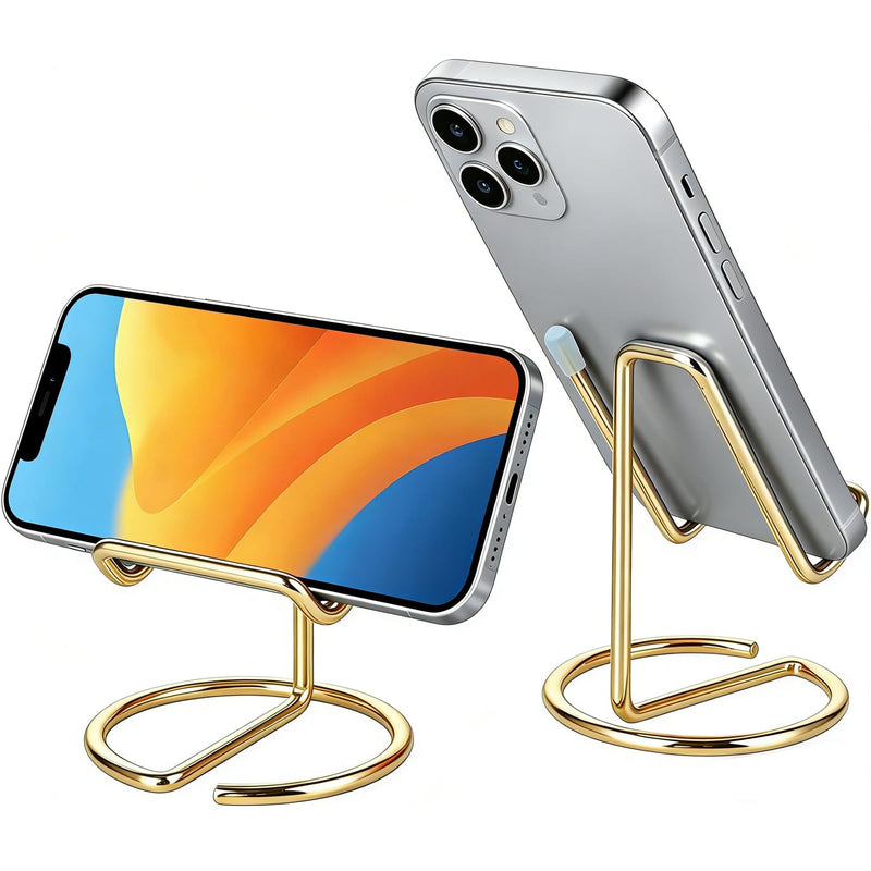 gianotter Gold Phone Stand | Gold Desk Organizer and Accessories, Phone Holder for Desk, Compatible with All Mobile Phones, iPhones and iPads (Gold)