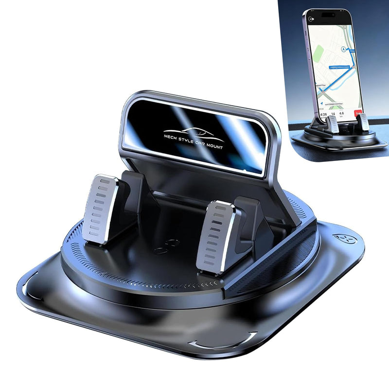 Car Dashboard Phone Holder, 360 Degrees Rotation Cell Phone Mount, Non-Slip Anti-Shake One-Handed Removal Placement Navigation Bracket, Universal for Most Cars (Black)