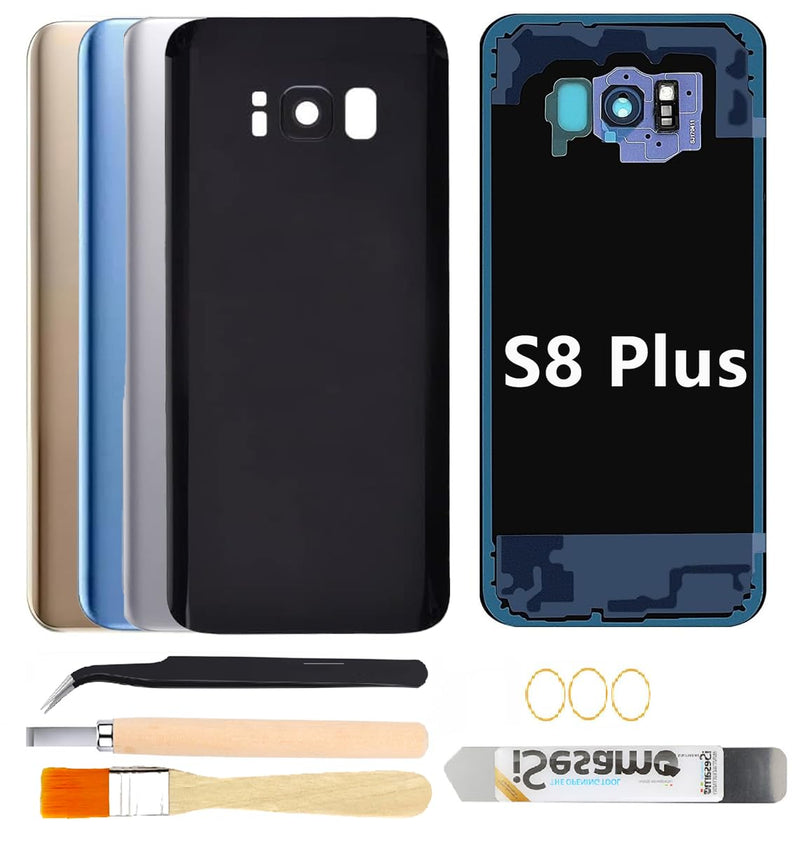 Rear Back Glass Replacement for Samsung Galaxy S8 Plus with Camera Glass Lens and Repair Tool Kit (Black) Black