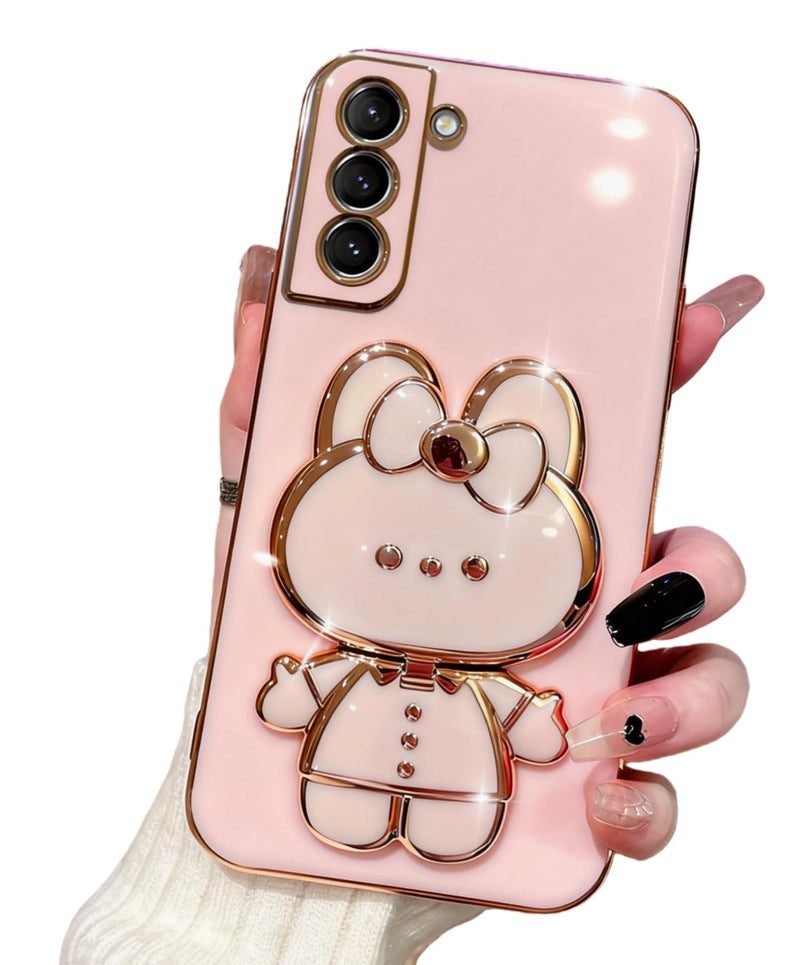 for Samsung Galaxy A37/A56/A36 Case for Women Girls,Cute Hidden Rabbit Bunny Stand Design,Luxury Plating Glitter Soft Silicone Girly Phone Case for Samsung A37 5G Pink | Samsung A37 Phone Case for Women Girls Slim Soft TPU Bumper with Camera Protection...