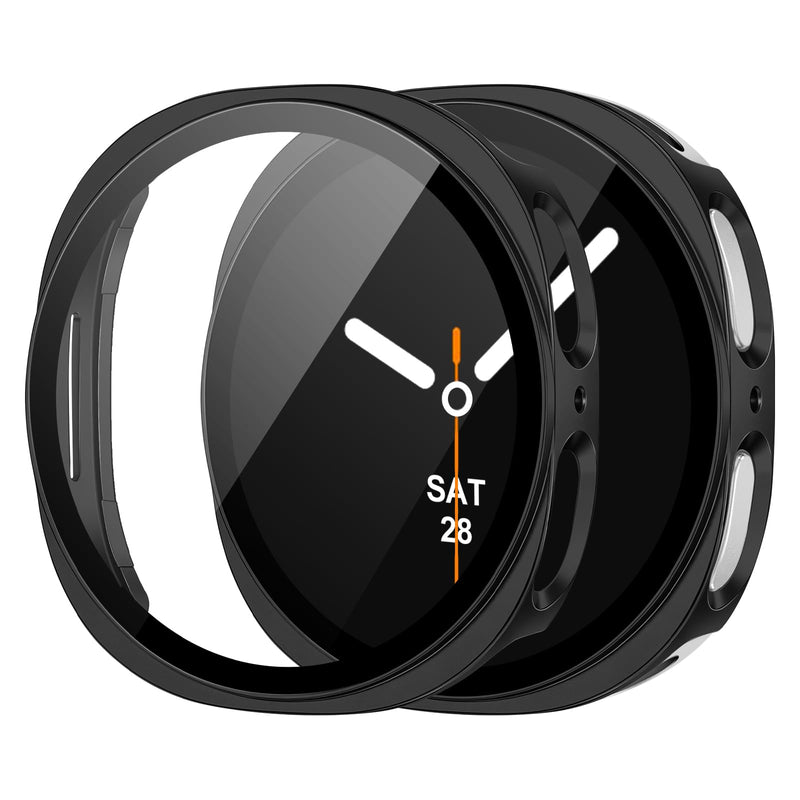 JR.DM 44mm Screen Protector Case Cover for Samsung Galaxy Watch 9/8, Black | Matte hard PC cover with HD screen protector helps guard Galaxy Watch 9/8 44mm; Black bumper keeps touch clear. A1-1pcs-Black Galaxy Watch 8 (44mm)