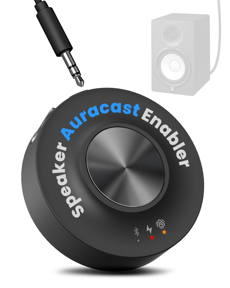 Venucast AuraLink - Auracast & Bluetooth Receiver for Powered Speakers | & Audio System, Multi-Receiver Support, 328ft Range, 20H Portable or Plug-in Use, Connects via 3.5mm AUX & RCA