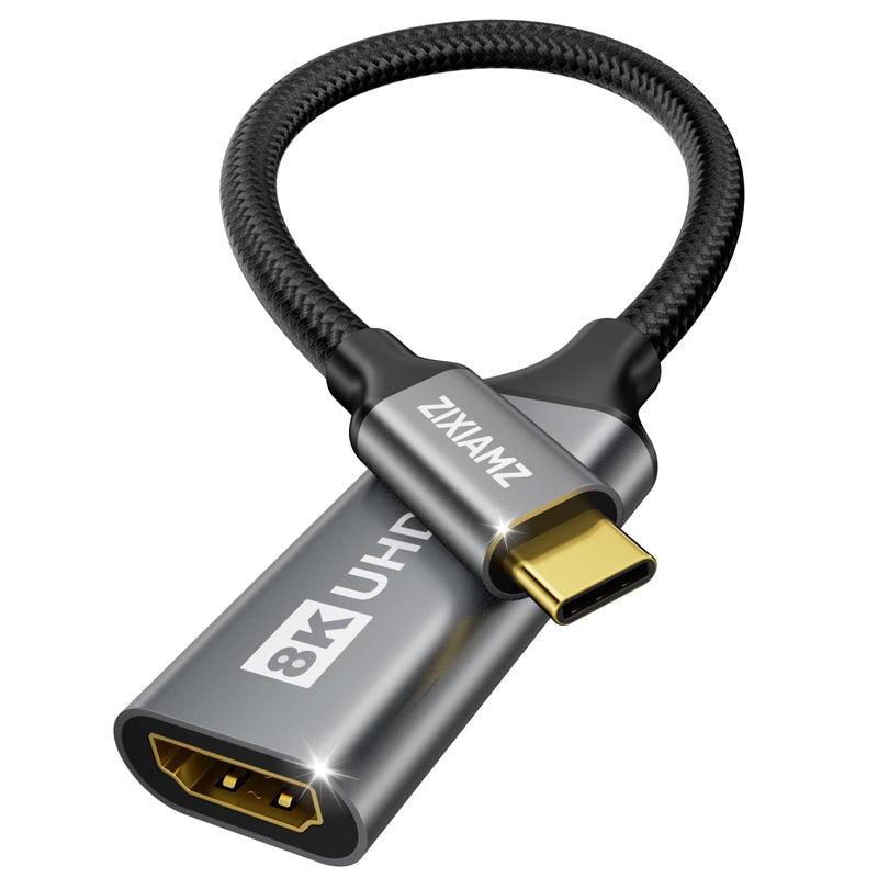 48Gbps Unidirectional USB C to HDMI 2.1 Adapter, 8K@60Hz, 4K@144Hz | High-Speed Type C Thunderboit 5/4/3 to HDMI Converter, Male to Female, for MacBook Pro/Air, XPS, iPad Por, iPhone16/17 Series