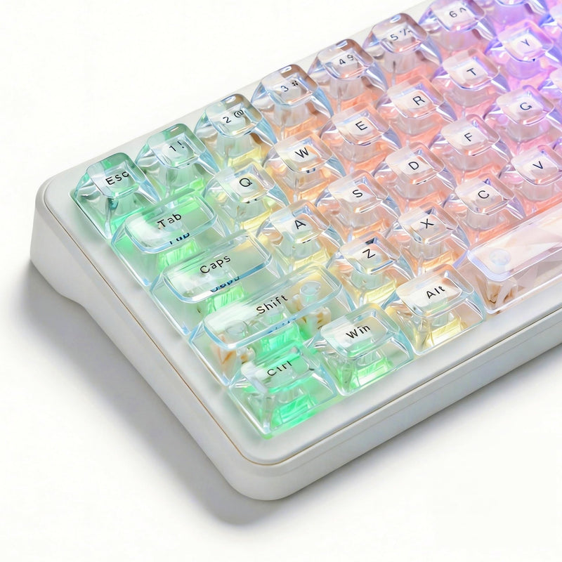 dagaladoo ICE Clear keycaps,Translucent keycaps Jelly,Shine Throug Key caps | Transparent keyboard keycaps Glossy,ASA Profile custom Keycaps for Mx Switches Mechanical Keyboard(White,126key) White ICE