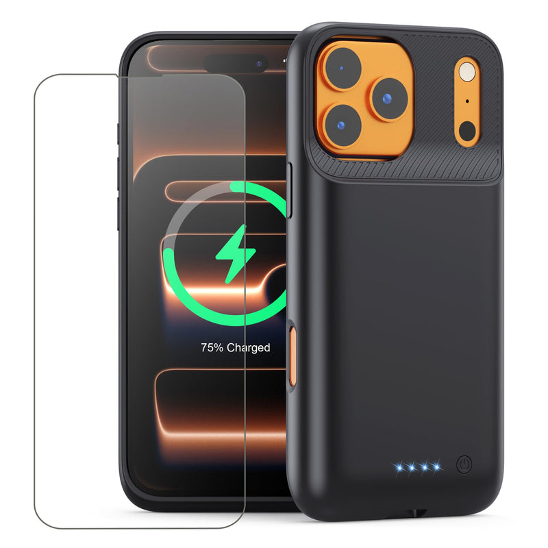 Battery Case for iPhone 17 Pro Max,Powerful 8600mah Ultra-Slim Portable Extended Charger Cover for iPhone 17 Pro Max Charging Case(6.9 Inch)-Black Black