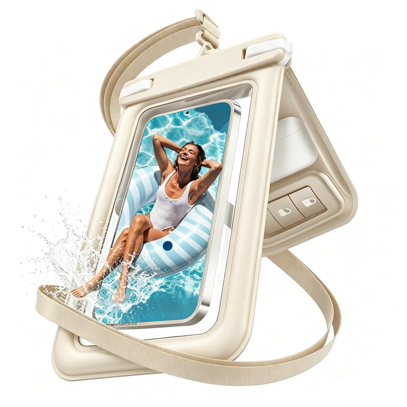 Double Pocket Waterproof Phone Pouch floating-IPX8 dry bags waterproof with SGS Certified -Large Space Cell Phone Pouch Floating, with Lanyard, Phone Dry Bag beach essentials 2026(Up to 8.5") Beige