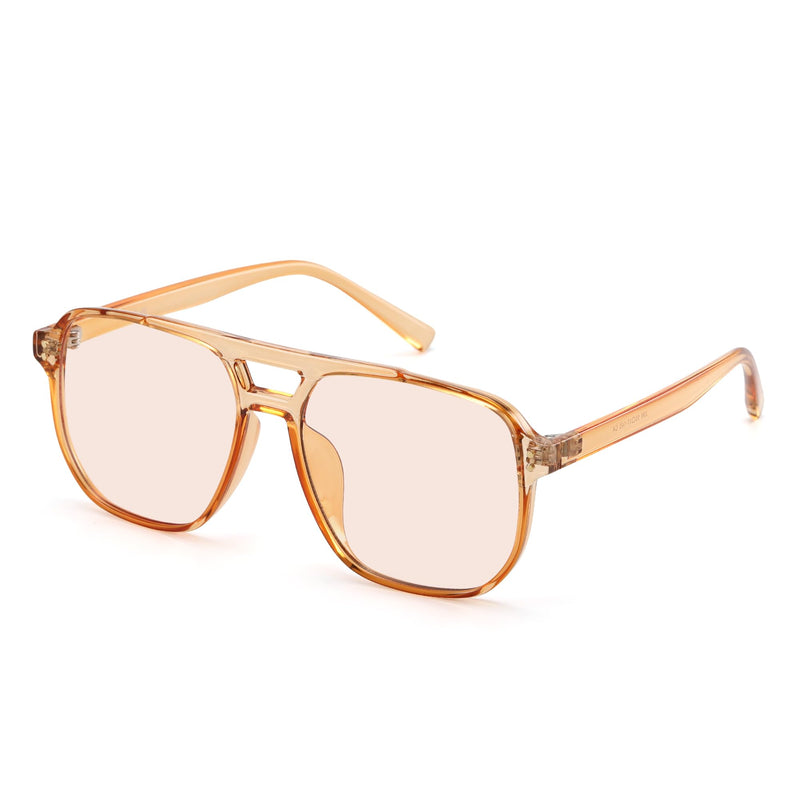 Rose Tinted FLuorescent-41 Migraine Glasses for Light Sensitivity and Photophobia,Indoor/Outdoor Fluorescent Eyewear 25% Rose Tinted Lens - Champagne Frame