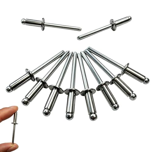 100pcs 3/16" x1/2" Stainless Blind Rivets,Pop Rivets,Open-End Blind Rivets 304 Stainless Steel Grip and Steel Mandrel, 4.8 x 12mm