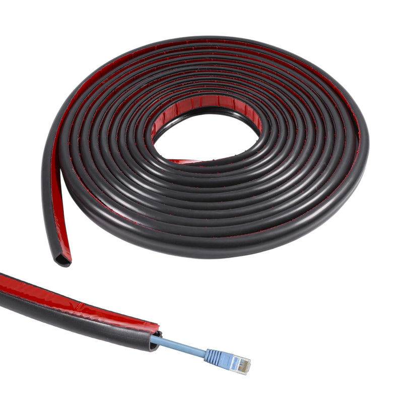 5.46 Yards Self-Adhesive Cable Hider Wire Cords Covers for Wall PVC Flexible Wire Cover Cable Raceway for Home Office, Black