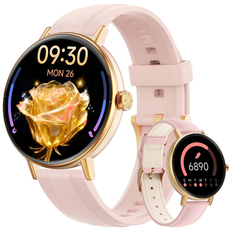 Smart Watch for Women,1.57" Touch Screen Smartwatch for iPhone& Samsung& Android,Answer/Make Call,Fitness Tracker with Heart Rate/SpO2/Sleep Monitor,IP68 Waterproof,110+ Sports Mode,2 Bands Pink 1.57 inches
