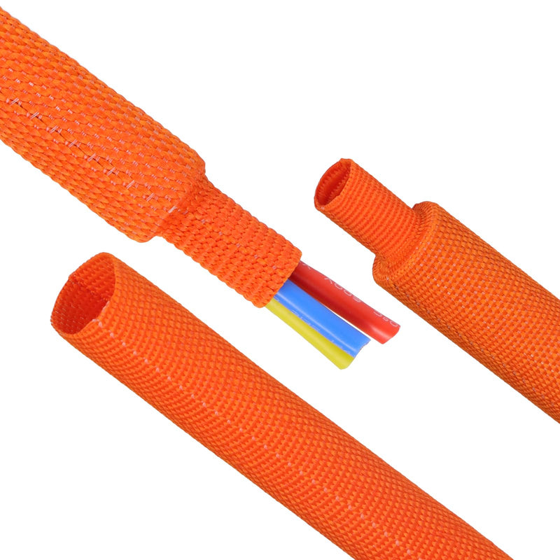 Heat Shrink Braided Sleeving, 16ft Automotive Wire Harness Wrap, High Temp Abrasion Resistant Wiring Cable Protection Protection & Organizing (Orange, 16mm（5/8"）) Orange 16mm（5/8"）