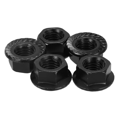 5Pcs Serrated Flange Hex Nuts M14-2 Coarse Carbon Steel Black Oxide 5