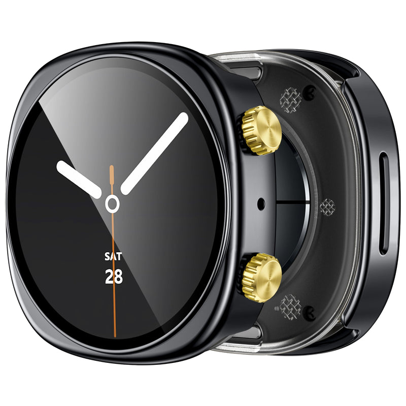 Adorve Metal Screen Protector Case for Samsung Galaxy Watch 9 8, 44mm, Gray | 2 in 1 Shockproof Protective Case with 9H Tempered Glass Film and PC Back Cover, Perfect Fit, Lightweight Galaxy Watch 9 8 (44mm)