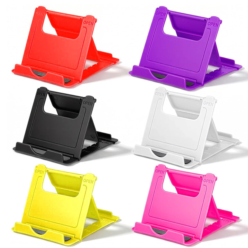 SynHHergyx Portable Phone Stand, 6 Pcs Colorful Foldable Cell Phone Stand Holder for Desk Universal Adjustable Cellphone Holder Compatible with Most Mobile Phones Tablet Color 2