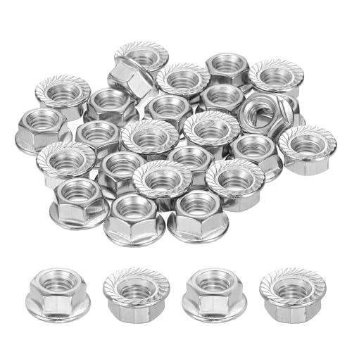 100Pcs Serrated Flange Hex Nuts-M8-1.25-Coarse 304 SS Bright Finish Silver M8-1.25 100