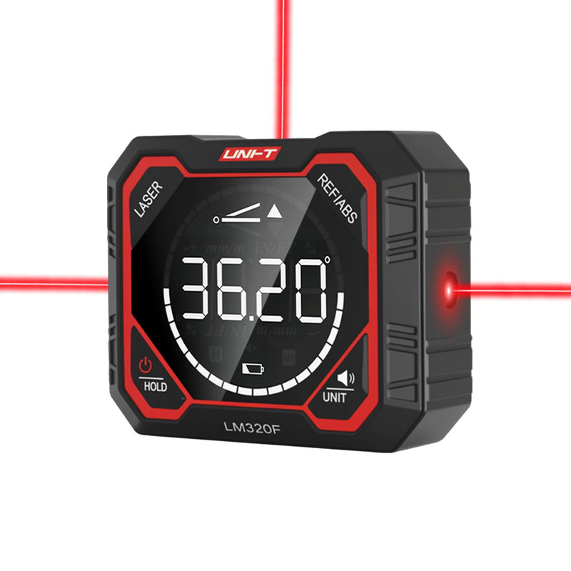 Digital Angle Finder Gauge 3 Laser Level UNI-T Magnetic Inclinometer 1000mA 3 Laser Line + 4-Side Magnets - LM320F