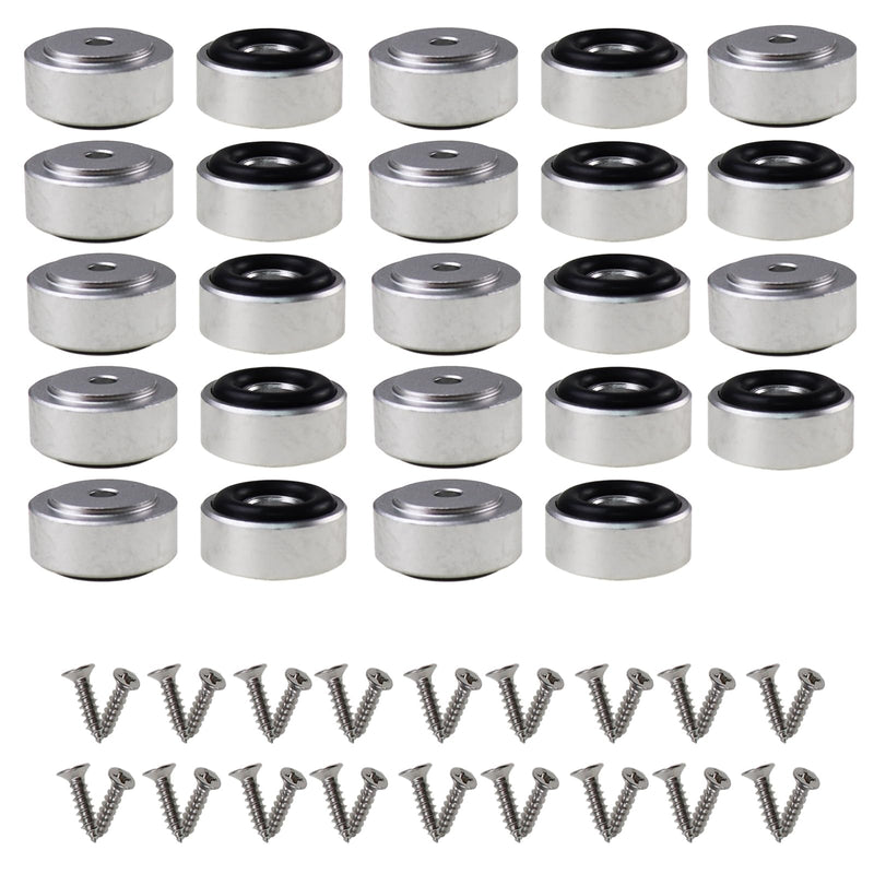 Pallet Metal Feet with Screws, 13/16" W x 3/8" H Butcher Block Non Slip Pads for Wood, Bamboo Cutting Board(Set of 24),Silver Silver-24P 0.77 x 0.37 Inch