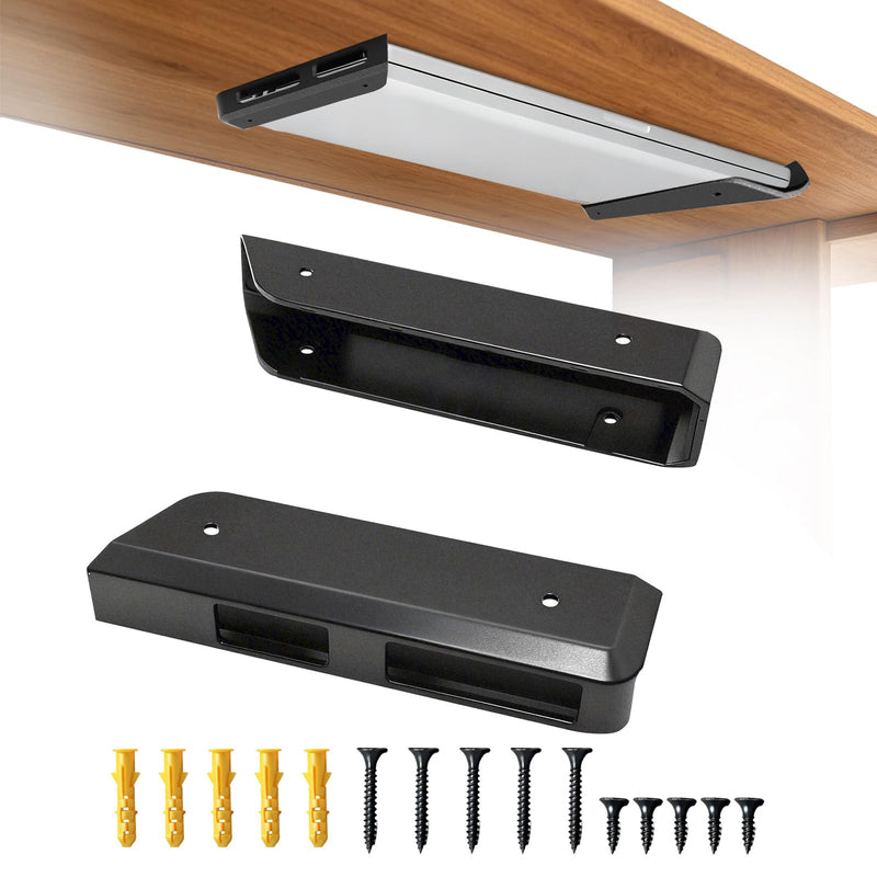 Under Desk Laptop Mount & Wall Mount Holder, Adjustable Storage Shelf Compatible for MacBooks, Surface, Keyboards, Tablets, Anti-Scratch Pads, Screws Included