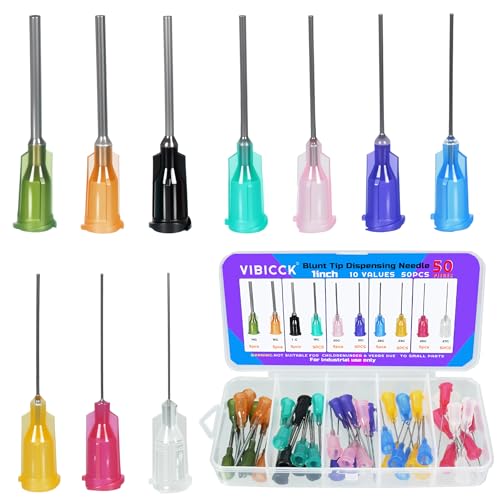 10Values 50pcs 1inch Blunt Tip Glue Dispensing Applicator, 1 inch 10 Sizes, 50pcs