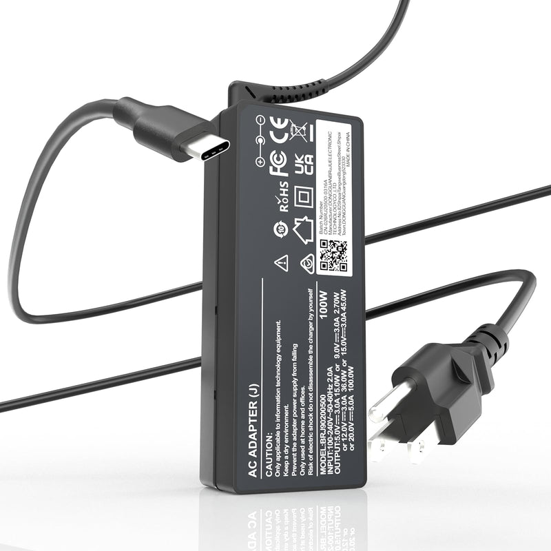 100W USB C Laptop Charger Universal Type-C Fast Charging Adapter for Compact Travel Power Supply Compatible with MacBook Dell HP Lenovo ThinkPad Acer Asus MSI iPad iPhone Samsung Switch Black-2