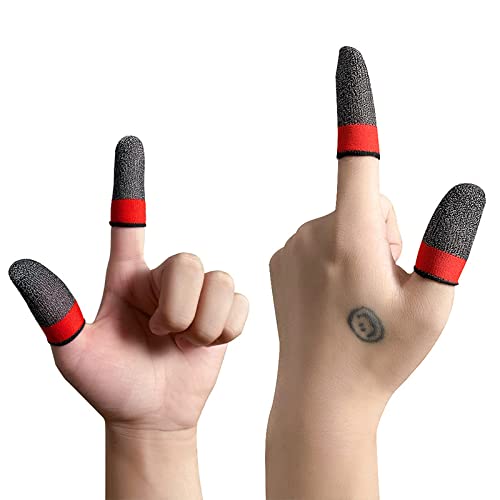 2 Pair Professional Mobile Gaming Finger Sleeves for Mobile Gaming, All Touchscreen Devices - Ultra-Thin Silver Fiber, 24-Pin, Anti-Sweat, Anti-Slip, Breathable, Colors Random