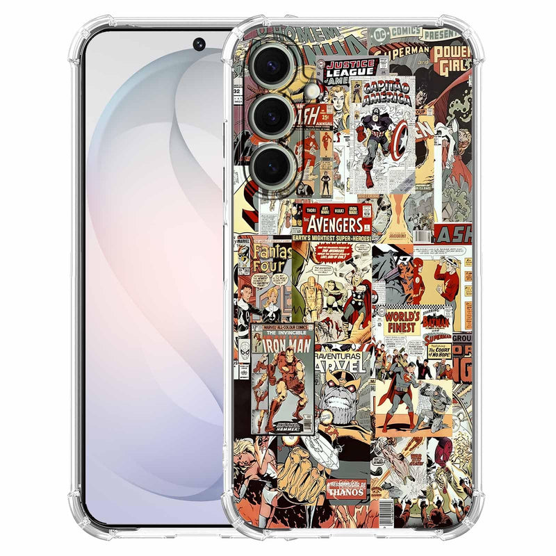 Case for Samsung Galaxy S26+ with Superhero Design,Cartoon Comic Pop Culture Art Collage,Clear Soft TPU Bumper Phone Cover,6.7"(Hero,S26Plus) Hero