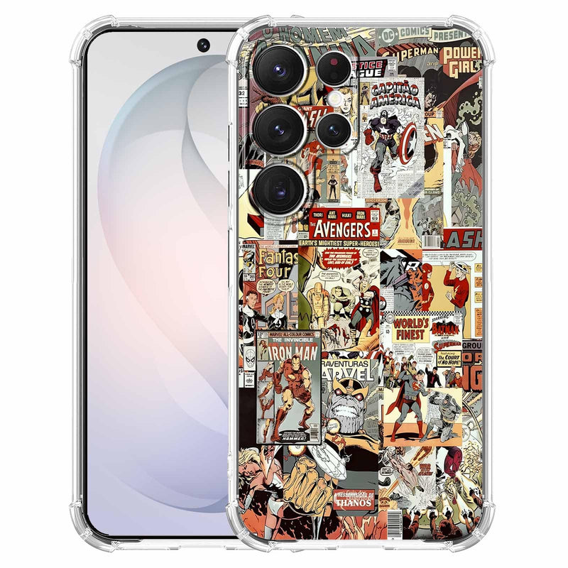 Case for Samsung Galaxy S26 Ultra with Superhero Design,Cartoon Comic Pop Culture Art Collage,Clear Soft TPU Bumper Phone Cover,6.9"(Hero,S26Ultra) Hero