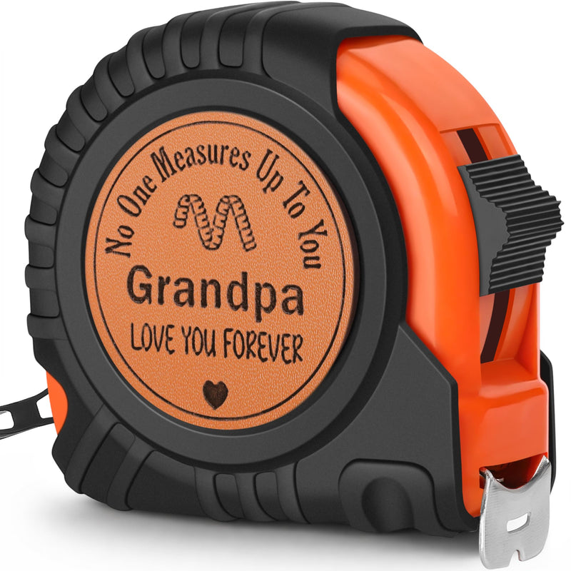 Grandpa Gifts for Papa from Grandkids Birthday Gifts for Grandfather Granddad from Granddaughter Grandson, Christmas White Elephant Grandparents Day Gift Genuine Leather Engraved 25 FT Tape Measure