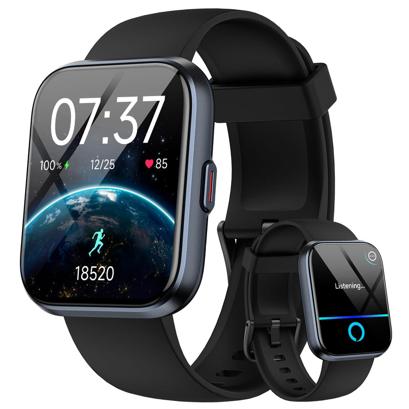 Smart Watch for Men Women, 1.85" Smart Watches Compatible iPhone/Samsung/Android (Answer/Make), Fitness Tracker with Heart Rate/Sleep/SpO2 Monitor, Smartwatch 3ATM Waterproof 120+ Sport Modes, Alexa Black