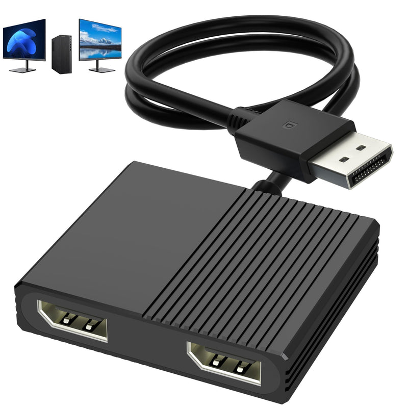 Displayport MST Hub, 4K@120Hz Display Port Splitter for Dual Monitors, DP to Dual DP Adapter 1 in 2 Out, DisplayPort Splitter Extended Display, Monitor Splitter for Laptop, Desktop, Graphics Card
