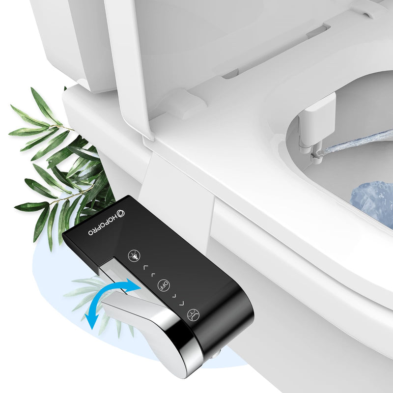 HOPOPRO Bidet Attachment for Toilet, Non-Electric Bidet Ultra-Slim Dual Nozzle (Feminine/Rear Wash), Cold Water Bidets Sprayer for Existing Toilets with Adjustable Pressure Control 1-Min Install Matte ‎Black