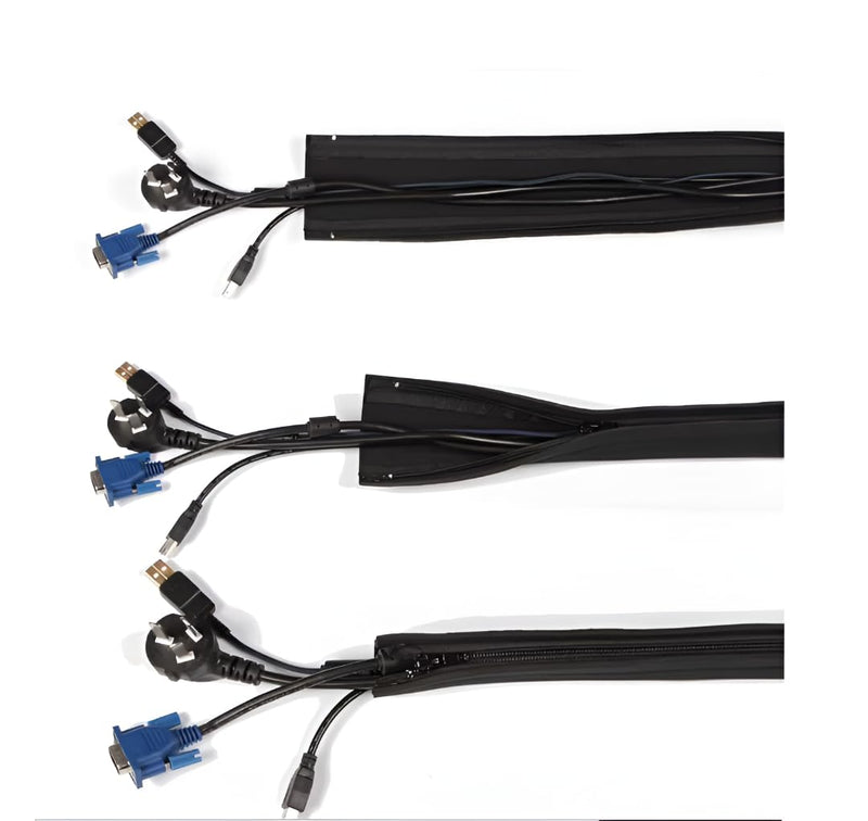 Cable Sleeve Organizer 2 Pack – Cable Management Sleeve Zipper, Cord Sleeves for Cables, Wire Sleeve Protector, Desk Cable Organizer Cover, Flexible Cable Wrap for Home Office