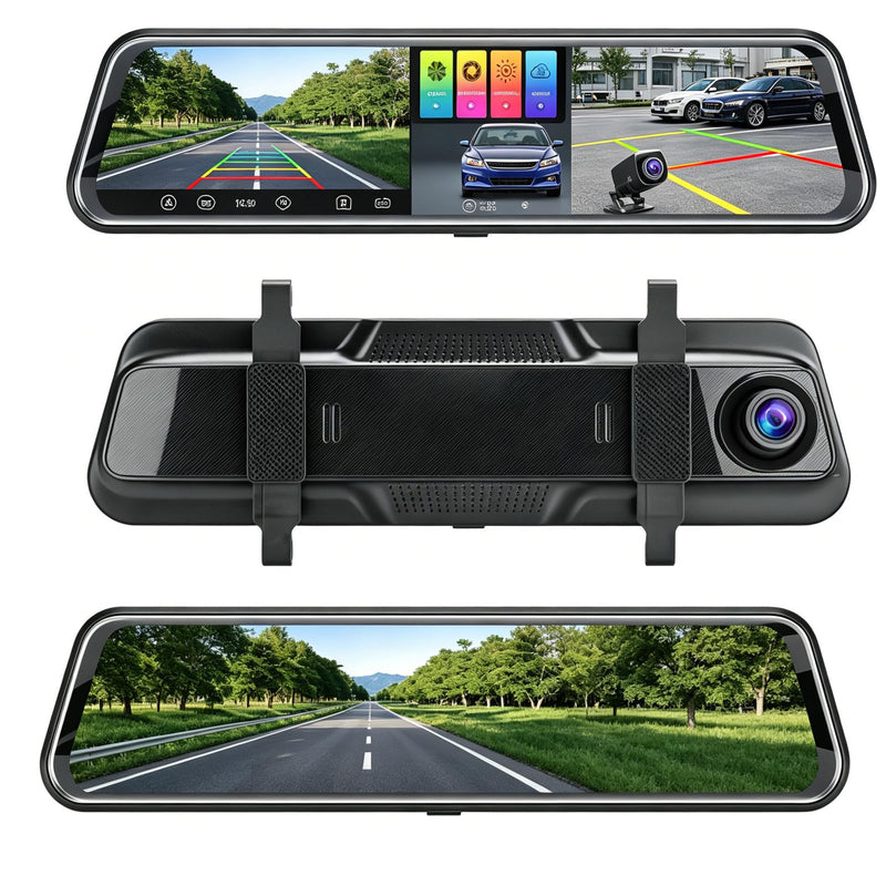 Rear View Mirror Dash Camera for Car Security Front and Rear Dash Cam, Dashcam 10’’ Touch Screen Dual Cameras Car Video Recorder Night Vision G-Sensor Parking Assistance 24H Parking Monitor