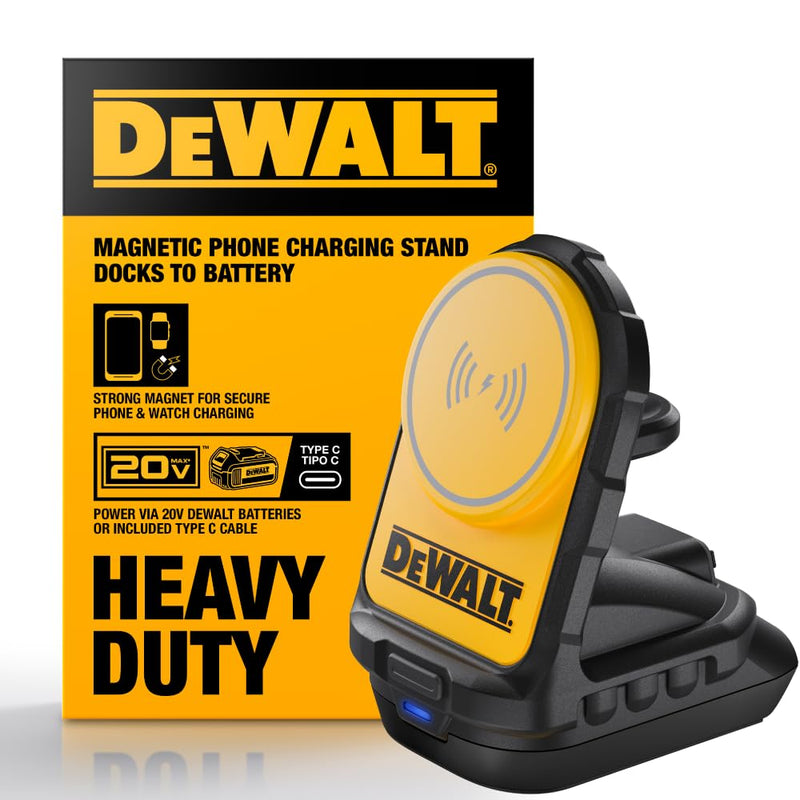 DEWALT 2-in-1 Magnetic Wireless Charger for Phone & Apple Watch – Compatible with 20V MAX Batteries, MagSafe Charging Stand, USB-C Powered, Portable Wireless Charging Station (Battery Sold Separately) 2-in-1 Charger