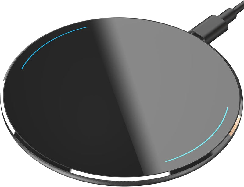 TOZO W1 Max 15W Fast Wireless Charging, Anti-Slip, Sleep-Friendly | Aircraft-Aluminum Portable Wireless Charger Pad Compatible with iPhone 14/15/16/17 & Samsung S23/S24/S25 for Home Ink Black