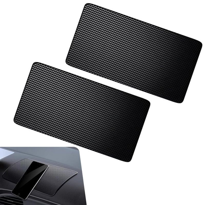 2 PCS Car Dash Anti-Slip Pad, 10.6" x 5.9" Heat Resistance Car Dashboard PU Sticky Pads, Multi-Functional Storage Pad for Keys, Phones, Cards, Universal for Most Cars (Black)