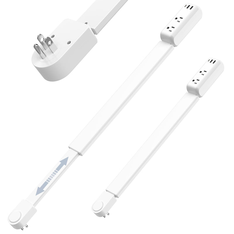 Extendable Electrical Outlet Extender Stick, 2 AC Outlets with USB-A & USB-C Ports, 22"-34" Adjustable Length, 180° Rotatable Wall Power Socket Expander for Nightstand, Sofa, Desk Hard-to-Reach Plugs