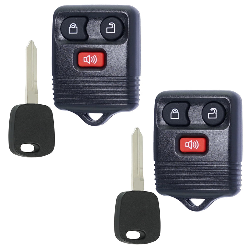 Key Fob Replacement Kit Fits for Ford F150 F250 F350 Explorer Expedition Excursion Ranger Lincoln 1998-2003 Remote with Uncut Transponder Ignition Key (H72-PT 4C Chip)